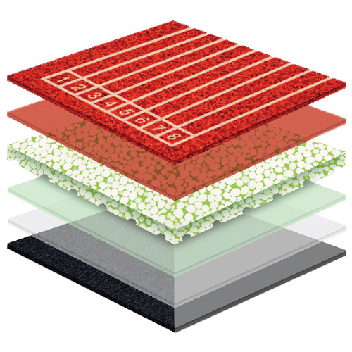 南开无缝预制型塑胶跑道非渗水自结纹面层方案一